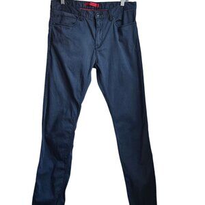 Hugo Boss Mens 33 Navy Slim-Fit Stretch Cotton Pants Business Preppy